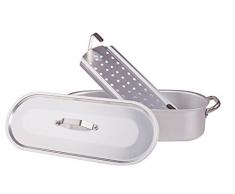 Töpfe Agnelli Pesciera Mit Grill und Deckel aus Aluminium, 2 Griffe in Edelstahl, Silber, 70 x 19 cm