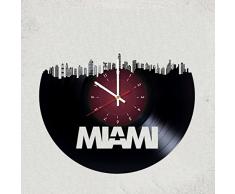Miami USA Art Vinyl Wanduhr Geschenk Zimmer Modern Home Record Vintage Dekoration Kleid für Sie und Ihn GOT Saison 7 8 Geschenk für Fan Geschenke für Jungen Gamer Mädchen Frauen You Prime Geschenk