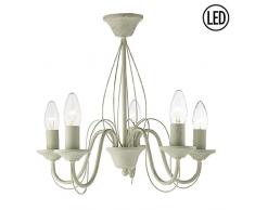 Britalia RAP1002LED Raphael Vintage Hängeleuchte halb-bündig inklusive 5 x E14 SES LED Leuchtmittel inklusive, 10 W