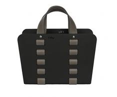 L-BAG 02: Zeitungsständer, Zeitschriftenständer aus Stahl mit Ledereinsätzena us Leder, farbe Taubengrau, Design von Limac