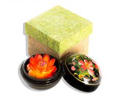 Seifenblume in Mangoholzbox, handgemacht, 8 x 8 x 8 cm, in Geschenkbox