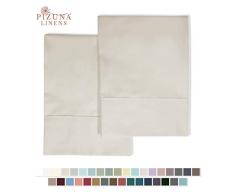 Kissenbezug, Fadenzahl 400, King und Queen, 2er-Set, aus 100% Baumwolle, langstapelige, Satin, mit Saum, Verschiedene Ausführungen, pizuna Bettwäsche 100% Baumwolle Kissen, Taupe, King Size