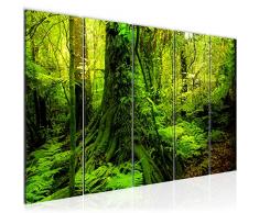 Bilder Wald Landschaft Wandbild 200 x 80 cm Vlies - Leinwand Bild XXL Format Wandbilder Wohnzimmer Wohnung Deko Kunstdrucke Grün 5 Teilig - MADE IN GERMANY - Fertig zum Aufhängen 610555a