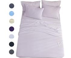 Shilucheng Bettlaken-Set, Mikrofaser, 1800 Fäden, ägyptische Superweiche Bettlaken, 40,6 cm Tiefe Tasche, hypoallergen, 6-teiliges Doppelbett, King-Size-Bett Full 3white
