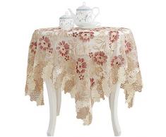 Bettery Home Tischdecke mit Zweifarbiger Spitze, Bestickt, rechteckig, für Partys, Hochzeiten, Küche, Esszimmer, Dekoration, 152,4 x 203,8 cm, Rot 60 x 82 rot