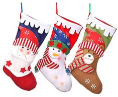 MGparty Weihnachtsstrümpfe, 45,7 cm, Weihnachtsstrumpf, Party-Dekoration, Ornamente – Weihnachtsmann Schneemann Bär mit 4 Verschiedenen Größen, Schnee für Weihnachtsbaum-Dekoration