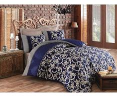 Cotton Box Steppdecke für Einzelbett, Größe XL 155 x 200 cm Dark Blue Beige Brown