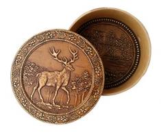 Tourmania Schmuckkästchen aus Birkenrinde, rund REH/Hirsch