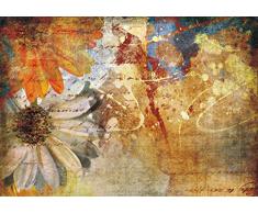 AG Design FTxxl 0334 Blumenmalerei, Papier Fototapete - 360x255 cm - 4 teile, Papier, multicolor, 0,1 x 360 x 255 cm