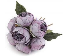 Louiesya Künstliche Blumen Pfingstrosen Pflanzen Seidenblumen-Arrangements Hochzeit Bouquets Dekorationen Kunststoff Floral Tisch Tafelaufsatz Home Küche Garten Party Dekor hellviolett