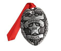 Gloria Duchin Pewter Police Badge Christbaumkugel, Silber