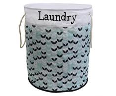 JVL Wäschebeutel mit Seil Griffe, Pop-Up Rund aus Stoff, Multi/Farbe hellblau