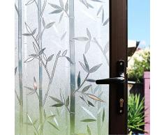 Mikomer statische Fensterfolie, Sichtschutz, dekorative Glasfolie, Bambus, entfernbar, Buntglas/UV-Schutz, für Zuhause und Büro 35 by 78.7-inch Bambus
