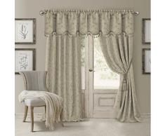 Elrene Home Fashions 26865901504 Blackout Energy Efficient Room Darkening Rod Pocket Window Curtain Drape Regal Jacquard Woven Panel, 52 x 95, Natural, 1