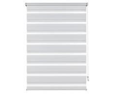 Deco Company Duo-Rollo zum Klemmen, Seitenzugrollo, Transparente und blickdichte Streifen, Alle Montage-Teile inklusive, Weiß, 65 x 150 cm (BxH)