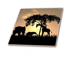 3dRose African Safari Silhouette – Keramik Fliesen, 6 (CT 48979 _ 2)
