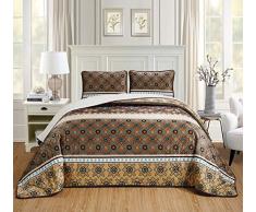 Chezmoi Collection Micromink Sherpa Wendebettwäsche, 3-teilig Modern Queen Geometrisches Blumenmuster