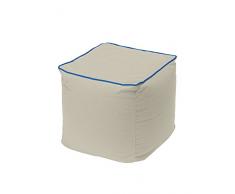 Links - Bicolor quadratisch Hocker. Dim. 50 x 50 x 45h cm. misto luna beige (det. Blue)