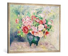 Gerahmtes Bild von Pierre Auguste Renoir Blumenstrauß, Kunstdruck im hochwertigen handgefertigten Bilder-Rahmen, 100x70 cm, Silber Raya