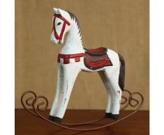 URToys 1 Stück Retro Holz Handwerk Schaukelpferd Schreibtisch Dekor Balance Art Figuren Home Office Decor DIY Bar Wohnzimmer Ornament Kinder Spielzeug 3 Farben, weiß