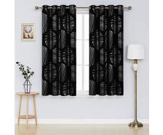 Deconovo Verdunklungsvorhänge Kreisdruck Muster Foliendruck Thermoisoliert Fenster Vorhang Paneele für Wohnzimmer 2 Paneele, Textil, Schwarz, 52x63 Inch