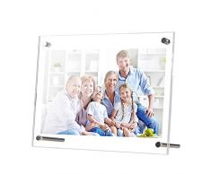 Tomorotec Bilderrahmen mit Ständer für 12,7 x 17,8 cm, hochtransparenter rahmenloser Acryl-Fotorahmen für Schreibtisch