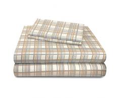 SUN WASHED Sonnenwaschbar, 100% Baumwolle, 170 g/m², Flanell, superweich, warm und flauschig, 4-teiliges Bettwäsche, bis zu 40,6 cm Tiefe Tasche. King Mehrfarbiges Plaid