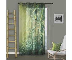 Soleil d Ocre Ösenvorhang Bambus, Polyester, Grün, 140 x 260 cm