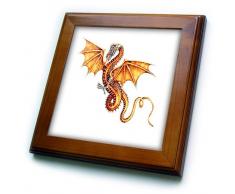 3dRose FT 98598 _ 1 orange Dragon Cartoon. jpg-Framed Fliesen, 8 20,3 cm