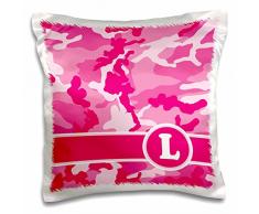 3dRose PC 165834 _ 1 Cute Pink Camo Camouflage Buchstabe L Kissen Fall, 40,6 x 40,6 cm