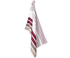 Kela 15583 Geschirrtuch Diego im Streifendesign breit/schmal, Baumwolle, weiÃ/rot/taupe, 50 x 70 x 1 cm