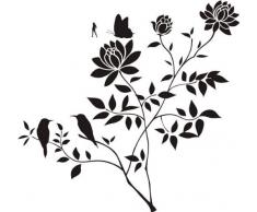 INDIGOS WG20435 Wandtattoo w435 Pflanze Blume Wandaufkleber, 96 x 91 cm, weiß