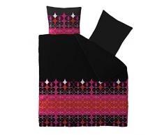 aqua-textil Concept BettwÃ¤sche 200 x 220 cm 3teilig Mikrofaser Bettbezug Franka Ornamente Schwarz Pink Rot
