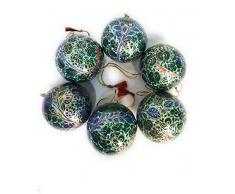 Rumikrafts Christbaumkugeln, handgefertigt, bunt, Pappmaché, zum Aufhängen, 6 Stück, Grün