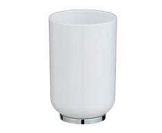 WENKO Zahnputzbecher Posa Zahnbürstenhalter für Zahnbürste und Zahnpasta, Kunststoff, Weiß/Chrom, 7 x 11 x 7 cm