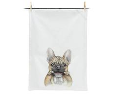 Abbott Collection 56-KT-CN-11 Geschirrtuch Bruce Bulldogge, Weiß/Braun