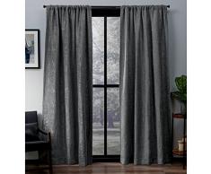 Exclusive Home Curtains Vorhänge aus Chenille mit Kreuzschraffurmuster, 2 Stück, mit Stangendurchzug, Polyester, Soft Grey, 52x96