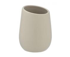 Wenko Zahnputzbecher Badi Zahnbürstenhalter für Zahnbürste und Zahnpasta, Keramik, Beige, 8 x 11 x 8 cm
