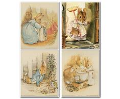 IMPACT Poster Galerie The Tale Of Peter Rabbit Beatrix Potter Kinder Raum Vier Set 8 x 10, Wand Decor Poster Kunstdruck