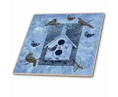 3dRose CT 110385 _ 5 Blue Bird House mit Birds-Glass Fliesen, 4-Zoll