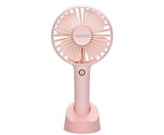 SEOYO Mini-Handventilator, tragbar, tragbar, persönlicher Ventilator, batteriebetrieben, für den Schreibtisch, elektrischer Ventilator, 2500 mAh, wiederaufladbarer Akku, 4 Modi, für Zuhause, Büro, Reisen und im Freien rose