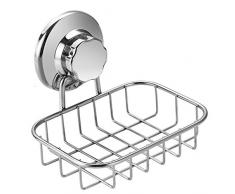 SANNO Seifenschale Halter, Seifenablage mit Saugnapf, starker Edelstahl-Schwammhalter für Bad und Küche – 304 rostfreier Edelstahl