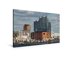 Premium Textil-Leinwand 90 x 60 cm Quer-Format Elbphilharmonie Hamburg | Wandbild, HD-Bild auf Keilrahmen, Fertigbild auf hochwertigem Vlies, Leinwanddruck von Thomas Seethaler Fotografie
