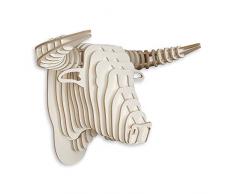 World Art TW60586 Holz 3D Puzzle Stier 3D Puzzles aus holz an der wand zu hängen, Holz MDF, 36x48x30 Cm
