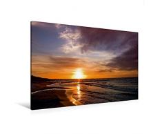 Calvendo Premium Textil-Leinwand 120 cm x 80 cm quer, Sonnenuntergang am Oststrand Prerow | Wandbild, Bild auf Keilrahmen, Fertigbild auf echter Leinwand, Leinwanddruck Menschen Menschen