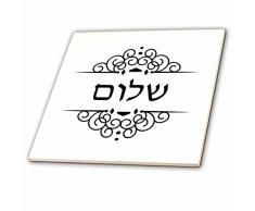 3dRose Schalom Hebräisch Wort für Peace oder Hallo Gute Wish Ivrit schwarz & weiß – Keramik Fliesen, 4-Zoll (CT 165161 _ 1)