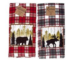 Kay Dee Küche Terry Handtücher 2-teiliges Set Kabine, Elch, Bär Mountain Life Wert Set