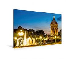 Calvendo Premium Textil-Leinwand 120 cm x 80 cm quer, Mannheim - Wasser Turm | Wandbild, Bild auf Keilrahmen, Fertigbild auf echter Leinwand, Leinwanddruck: Das Wahrzeichen Mannheims Orte Orte