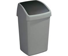 Sunware Delta Abfalleimer mit Schwingdeckel, Metallic-Schwarz, 25 Liter