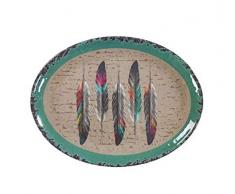 HiEnd Accents DI1754SP01 Servierplatte aus Melamin, mit Federn, 41,9 cm Durchmesser, mehrfarbig